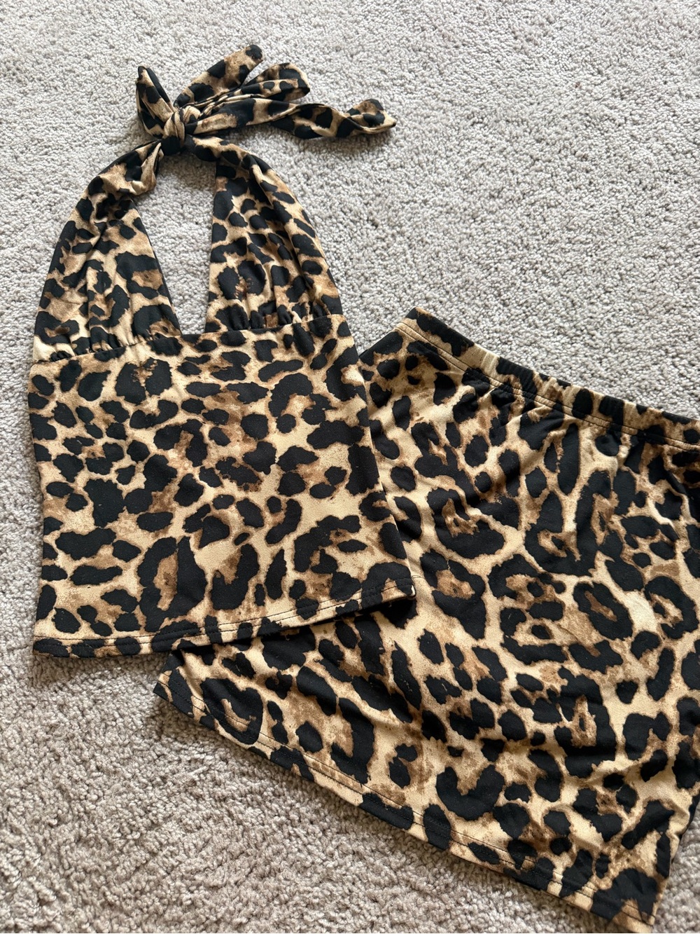 Amazon Leopard Print Mini Skirt - Black and Tan